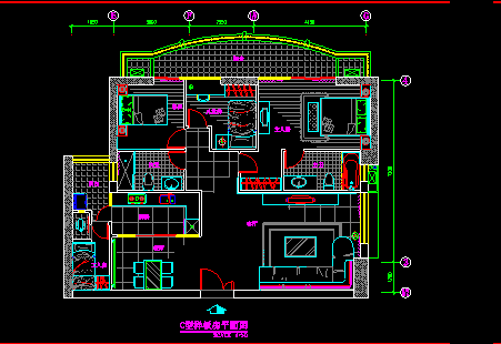 某家装室内装修CAD设计施工平面图